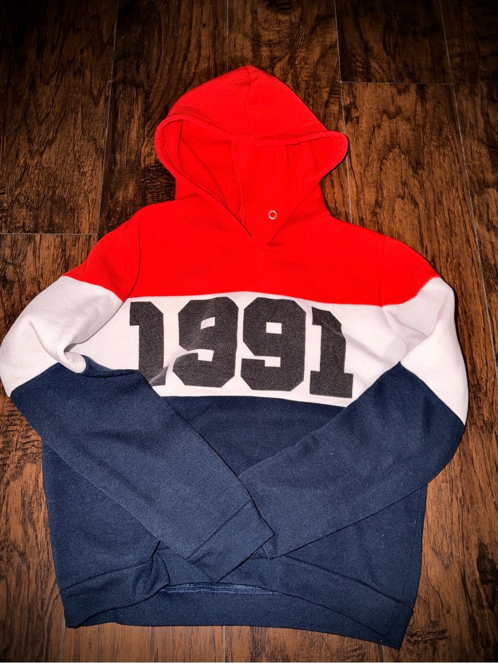 Women’s Colorblock Hoodie Sweatshirt - Red, White & Navy